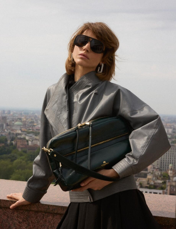 Cuoieria Fiorentina CAMERA BAG GRANDE Collezione Cameron Nero
